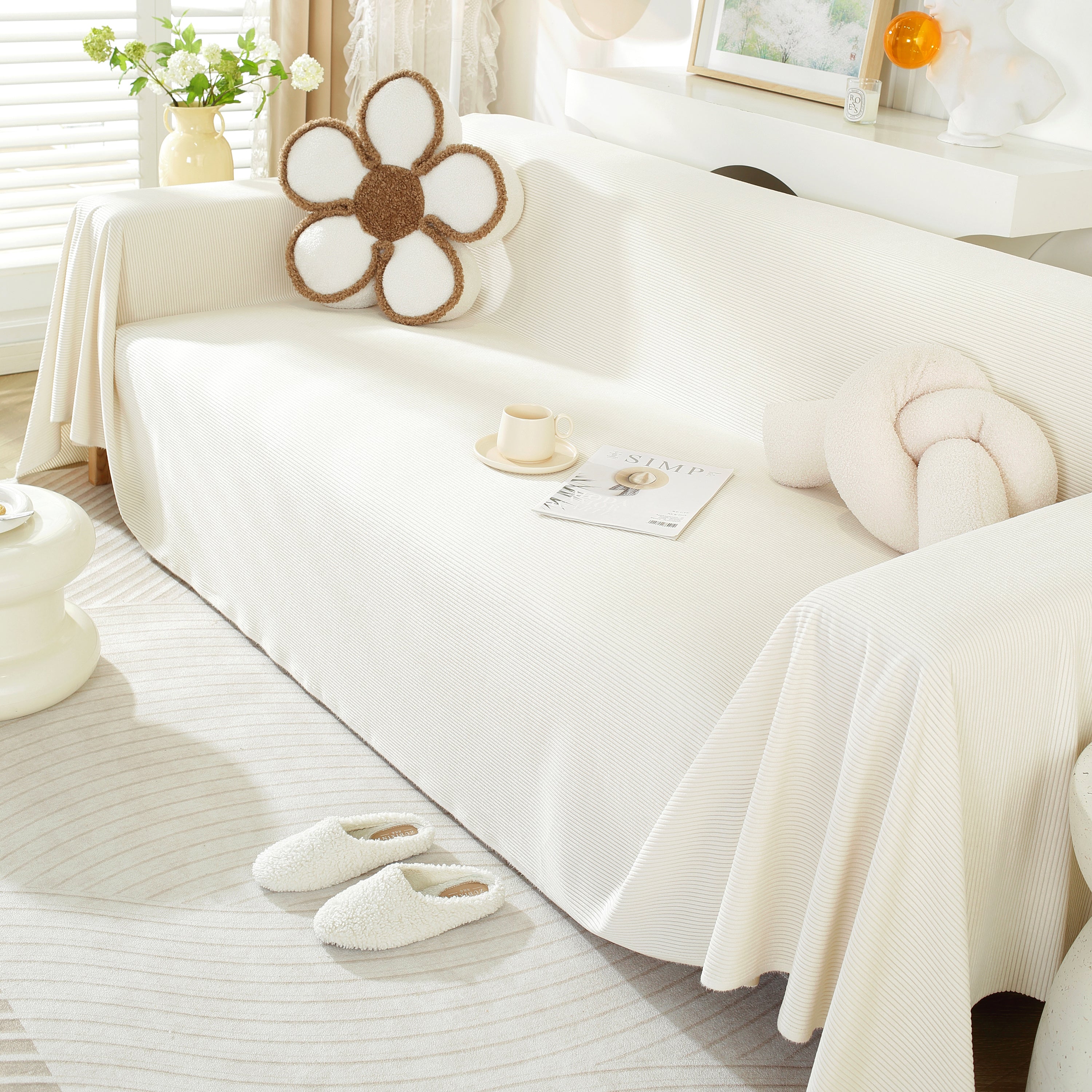 Soft Plush Warm Couch Cover Blanket for Sofa, Waterproof and Machine Washable Couch Throw Cover