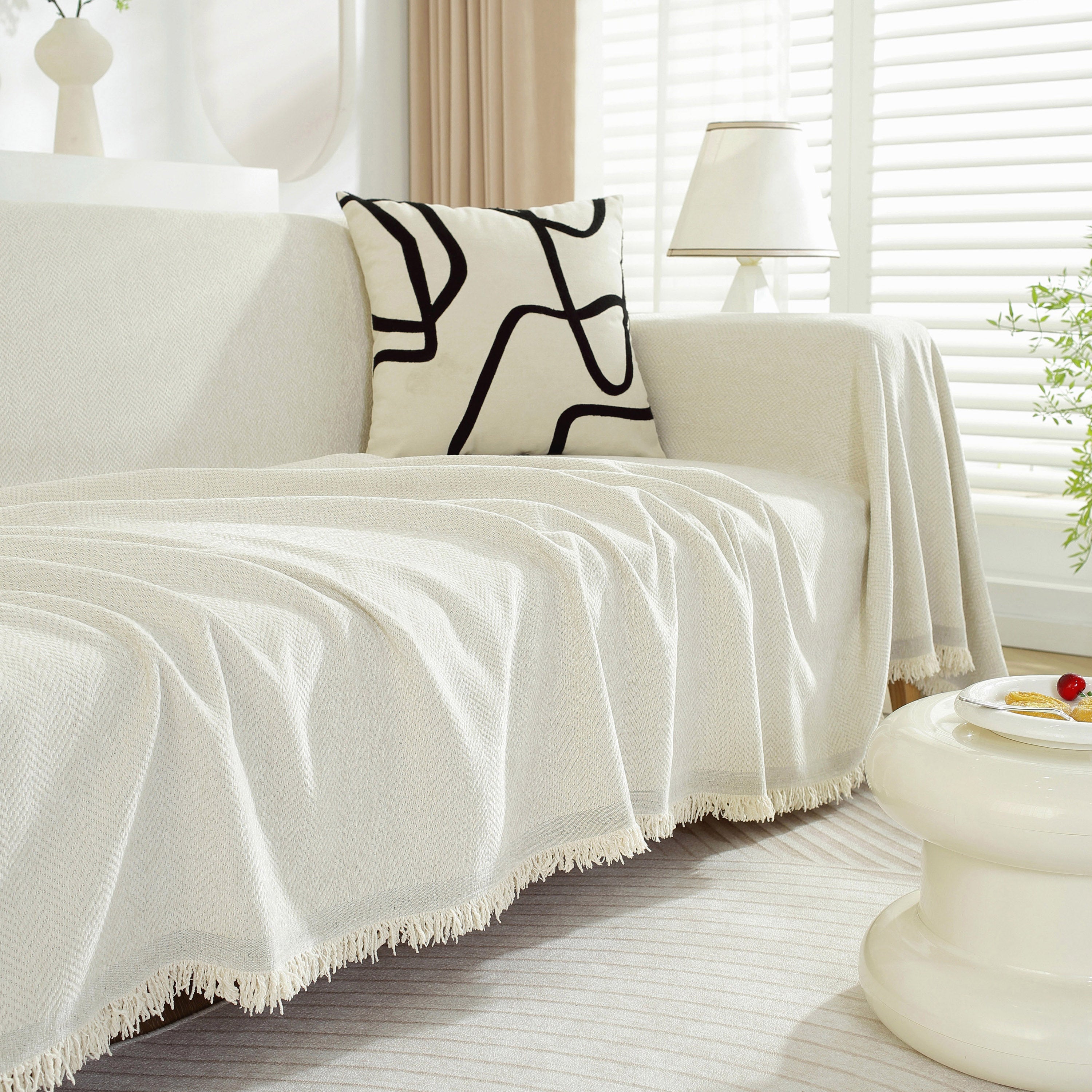 Chenille Herringbone Couch Protector Blanket, Stylish Throw Blankets for Couch and Couch Throw Cover