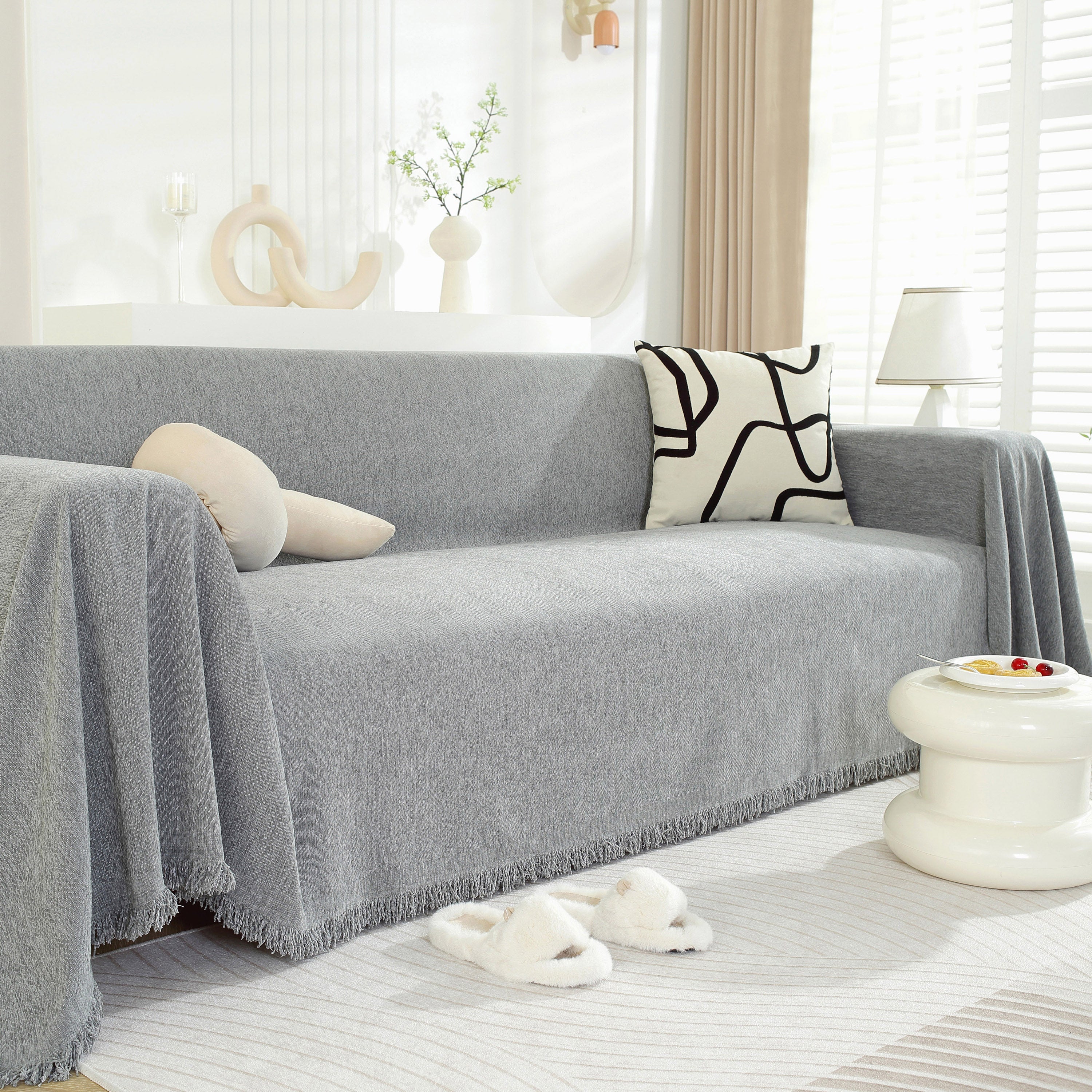 Chenille Herringbone Couch Protector Blanket, Stylish Throw Blankets for Couch and Couch Throw Cover