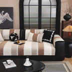 Striped Colorblock Non-Slip Sectional Couch Covers, Chenille Sofa Protector Cover