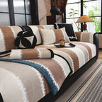 Striped Colorblock Non-Slip Sectional Couch Covers, Chenille Sofa Protector Cover