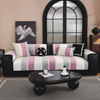 Striped Colorblock Non-Slip Sectional Couch Covers, Chenille Sofa Protector Cover