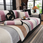 Striped Colorblock Non-Slip Sectional Couch Covers, Chenille Sofa Protector Cover