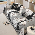 Modern Retro Sofa Throw - Decorative, Washable Chenille Blanket & Couch Protector