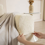 3D Jacquard Leaf Pattern Couch Slipcover, High Stretch Washable Textured Sofa Cover