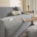 3D Jacquard Leaf Pattern Couch Slipcover, High Stretch Washable Textured Sofa Cover
