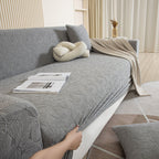 3D Jacquard Leaf Pattern Couch Slipcover, High Stretch Washable Textured Sofa Cover
