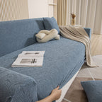 3D Jacquard Leaf Pattern Couch Slipcover, High Stretch Washable Textured Sofa Cover