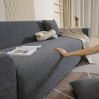 3D Jacquard Leaf Pattern Couch Slipcover, High Stretch Washable Textured Sofa Cover