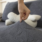 3D Jacquard Leaf Pattern Couch Slipcover, High Stretch Washable Textured Sofa Cover