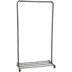 Heavy Duty Rolling Garment Rack with Adjustable 5-Tier Shoe Storage, Black