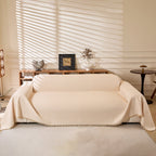 Linen-Look Textured Couch Throw Cover, Breathable Sofa Blanket & Furniture Protector