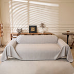 Linen-Look Textured Couch Throw Cover, Breathable Sofa Blanket & Furniture Protector