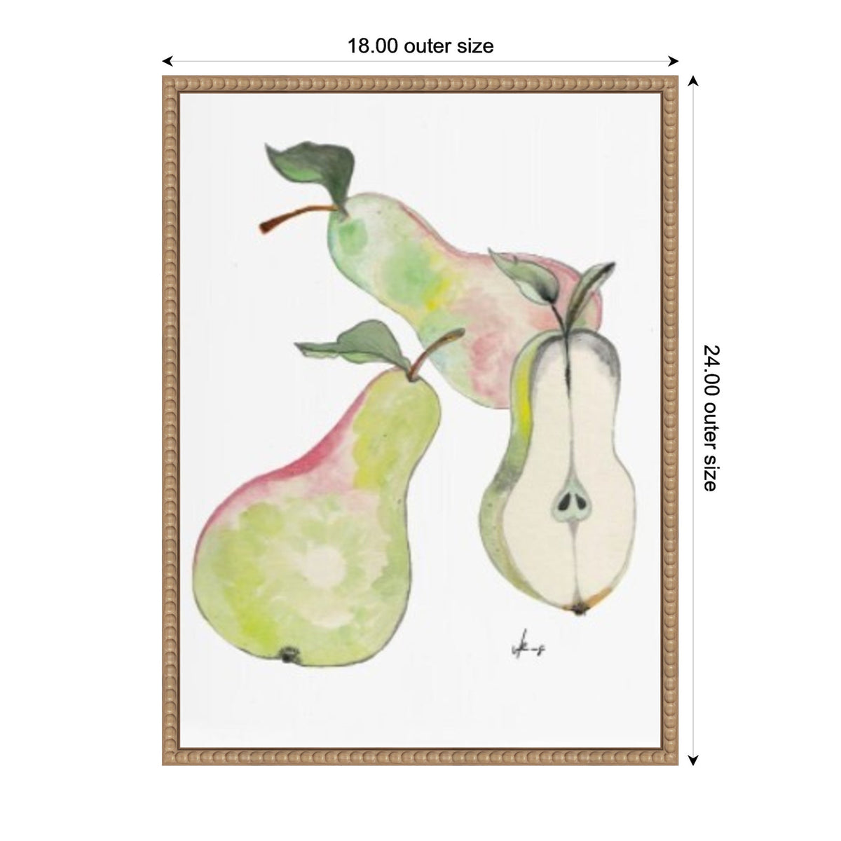 Sylvie Watercolor Green Pears Framed Canvas by Viola Kreczmer