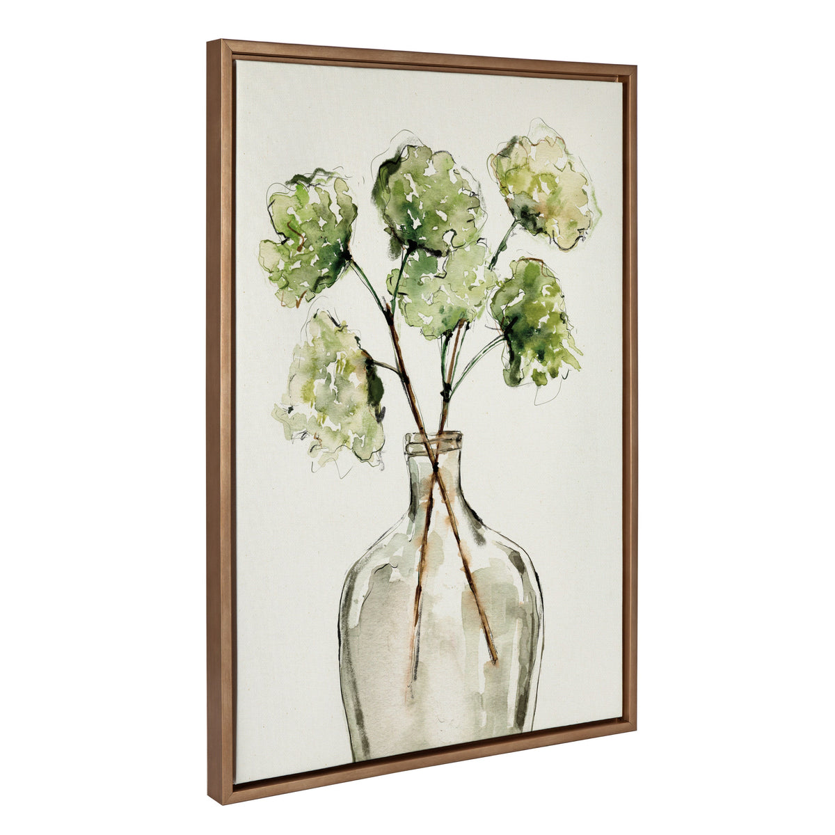 Sylvie Greenery Vase Framed Canvas by Sara Berrenson