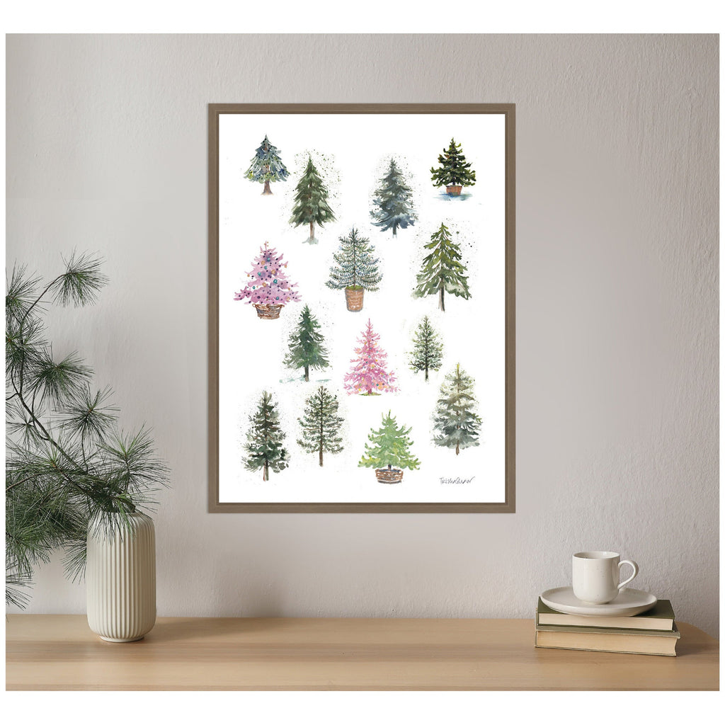 Sylvie Framed Canvas 12 Tiny Holiday Trees by Patricia Shaw