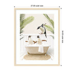 Penguins in Palms Bath by Amy Peterson Framed Wall Art Print