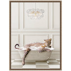 Sylvie Cheetah Traditional Chandelier Bath Framed Canvas by Amy Peterson
