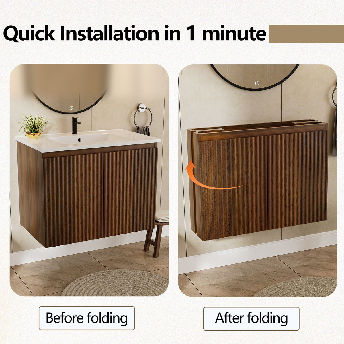 Folding Wall Cabinet With Creamic Sink