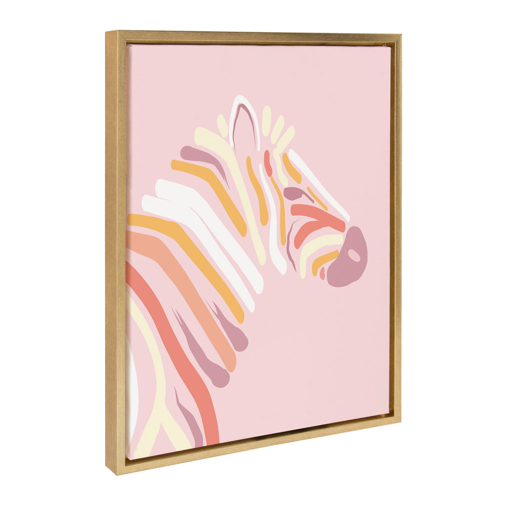 Sylvie Pink Zebra Framed Canvas by Dominique Vari