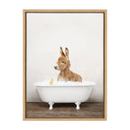Sylvie Baby Donkey in Rustic Bath Framed Canvas by Amy Peterson Art Studio