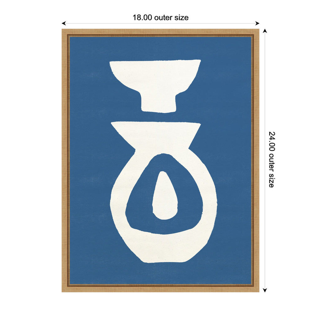 Sylvie Ceramic Blue Beige 1 Framed Canvas by Rocket Jack