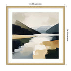 Framed Art Mountain Lake Modern Abstract Landscape by The Creative Bunch Studio