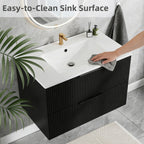 Modern Wall Mounted Floating Bathroom Vanity With Sink And Drawers