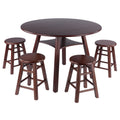 Marbelle Table 5Pc Drop Leaf Dining Table with 4 Element 18 Dining Stools, Walnut