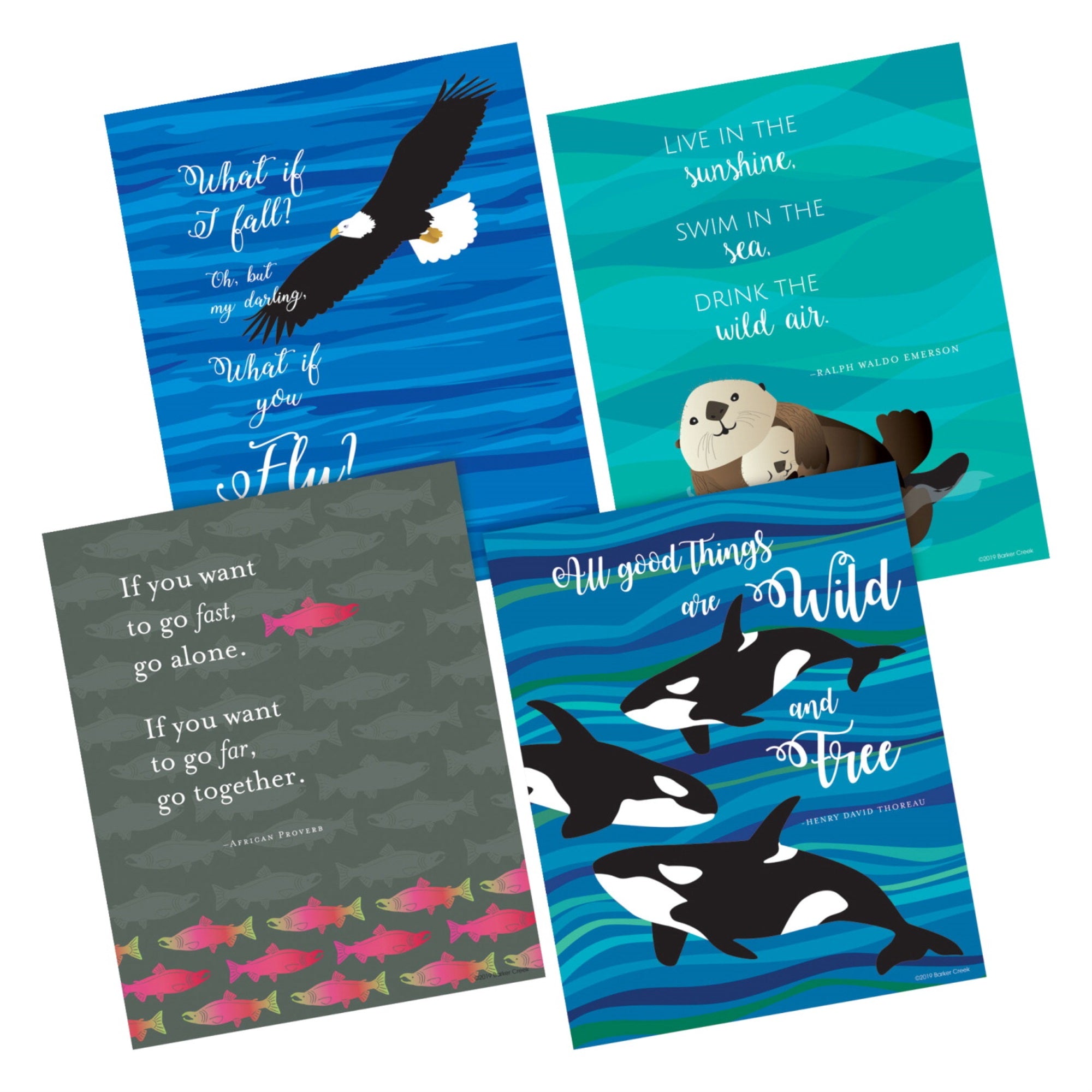 Barker Creek Art Prints, Sea And Sky, 8 X 10 Inches, Set Of 4