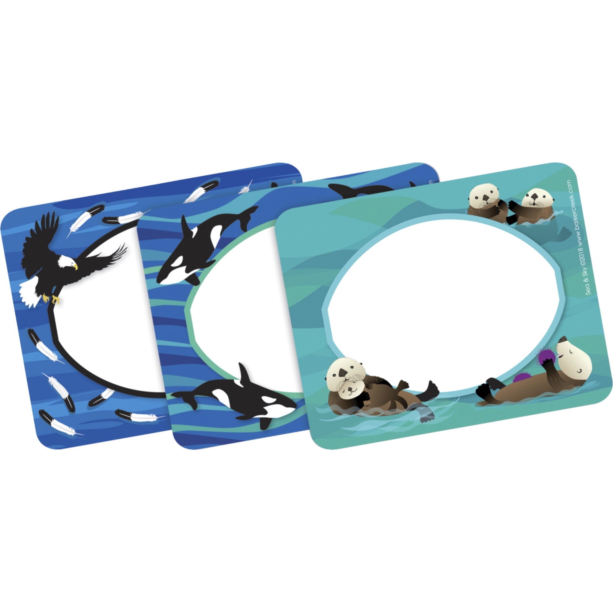 Barker Creek Self Adhesive Name Badges/Labels, Sea And Sky, Pack Of 45