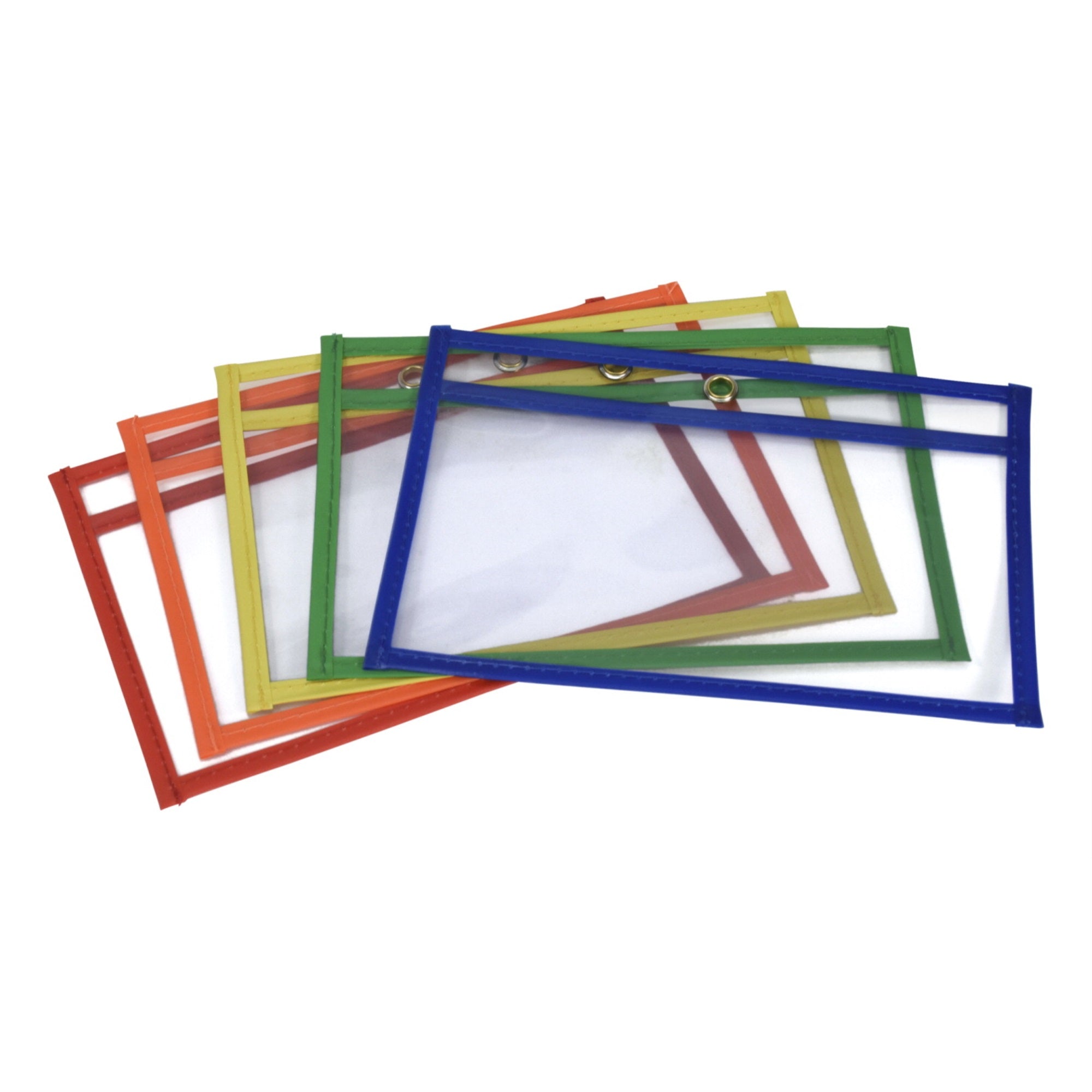 School Smart Reusable Dry Erase Pockets, 6 X 9 Inches, Assorted, Set Of 10