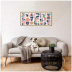 Sylvie Retro Pastel Floral and Succulent Panel Framed Canvas by Rachel Lee