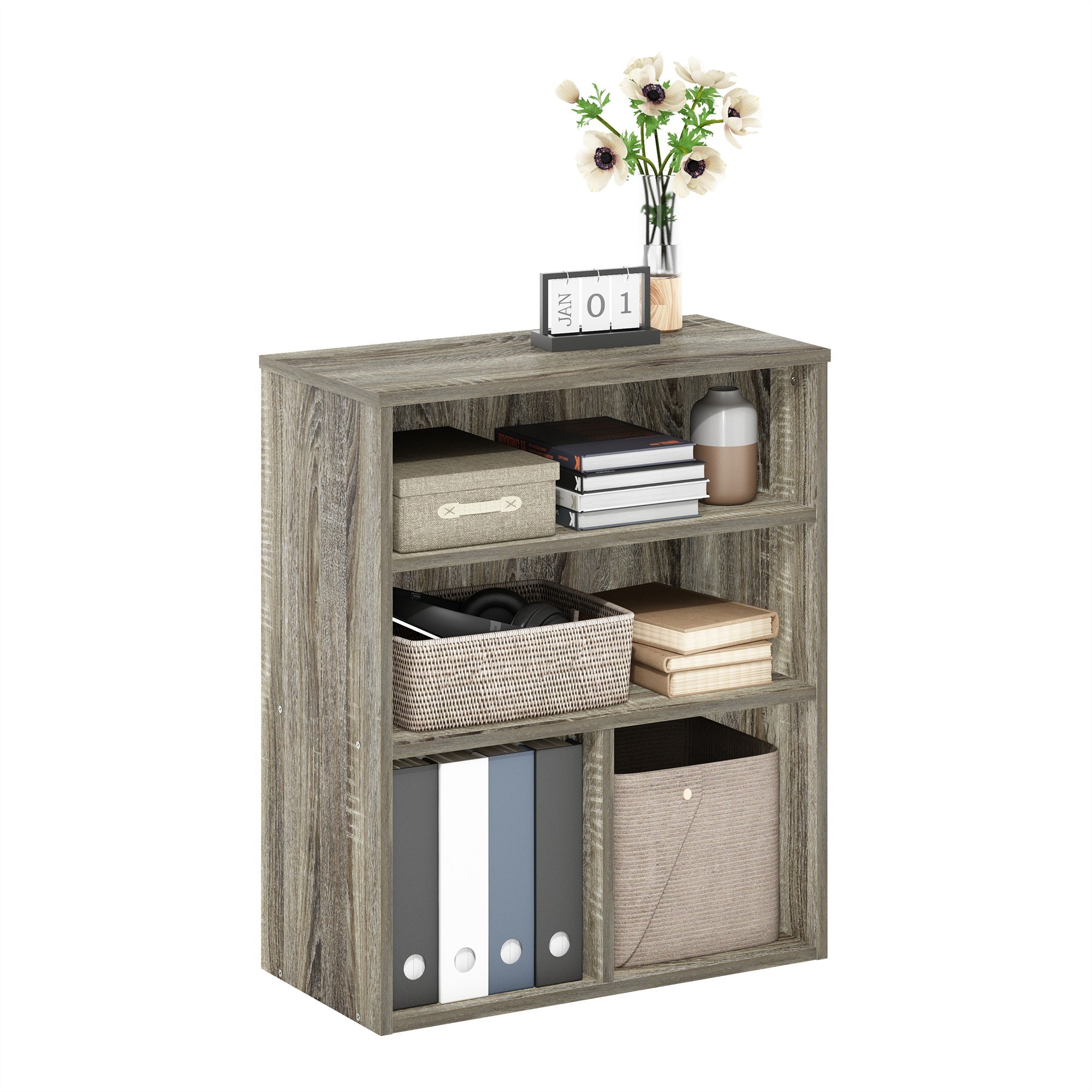 Furinno Pasir 3 Tier Display Bookcase, French Oak