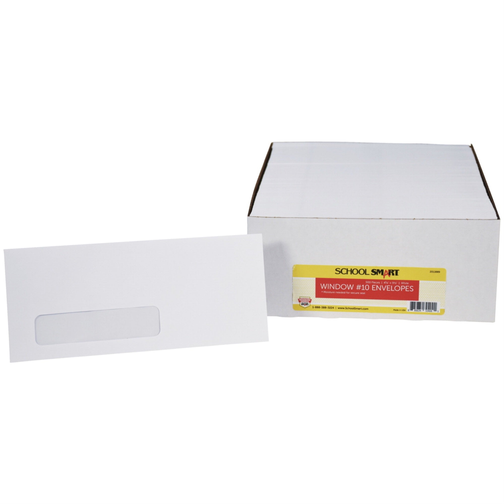 School Smart Window Envelopes With Gummed Flap Closure, No 10, White, Pack Of 500