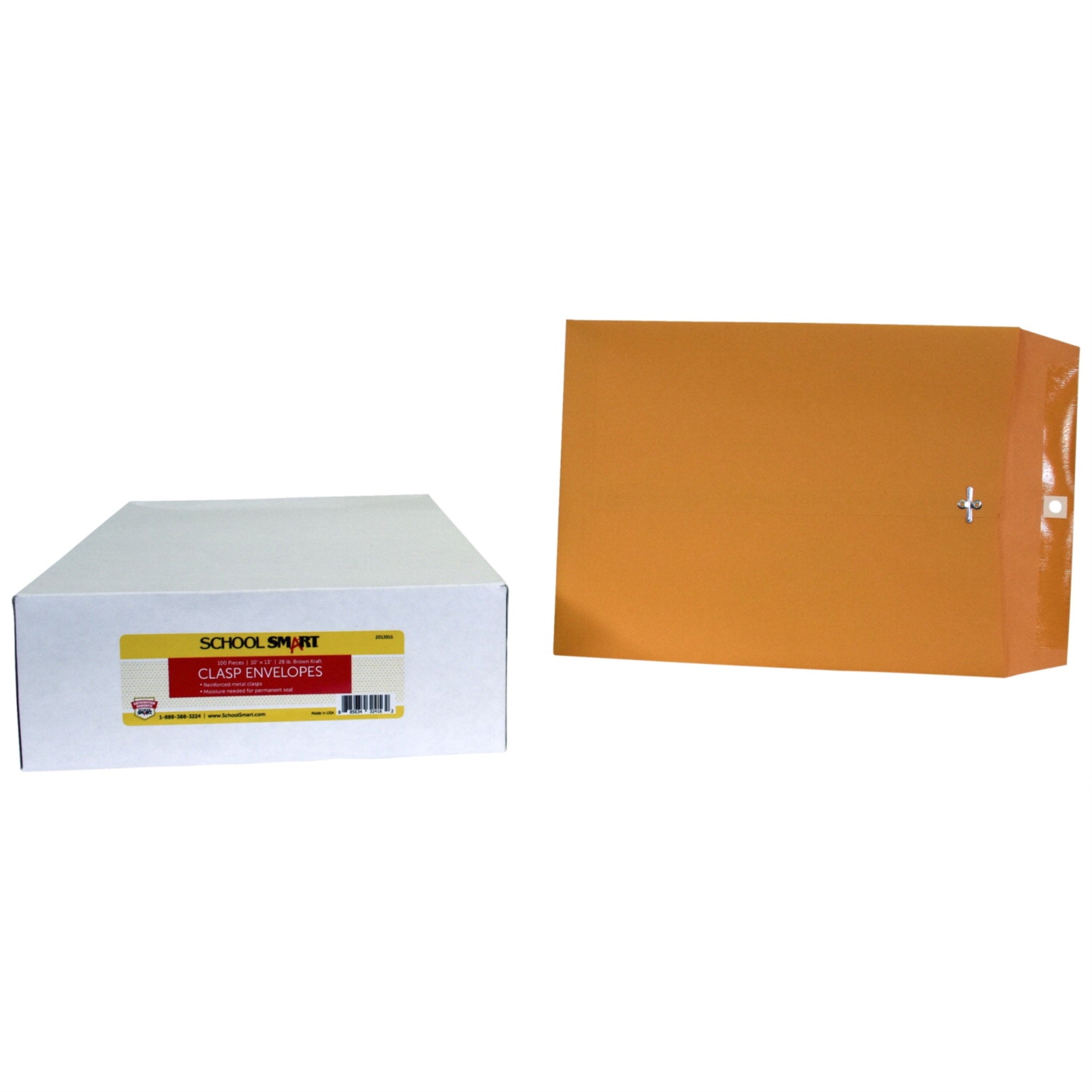 School Smart Kraft Envelopes With Clasp, 10 X 13 Inches, Pack Of 100