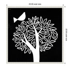 Sylvie Black and White Bird Tree Linocut Framed Canvas by Giuliana Lazzerini