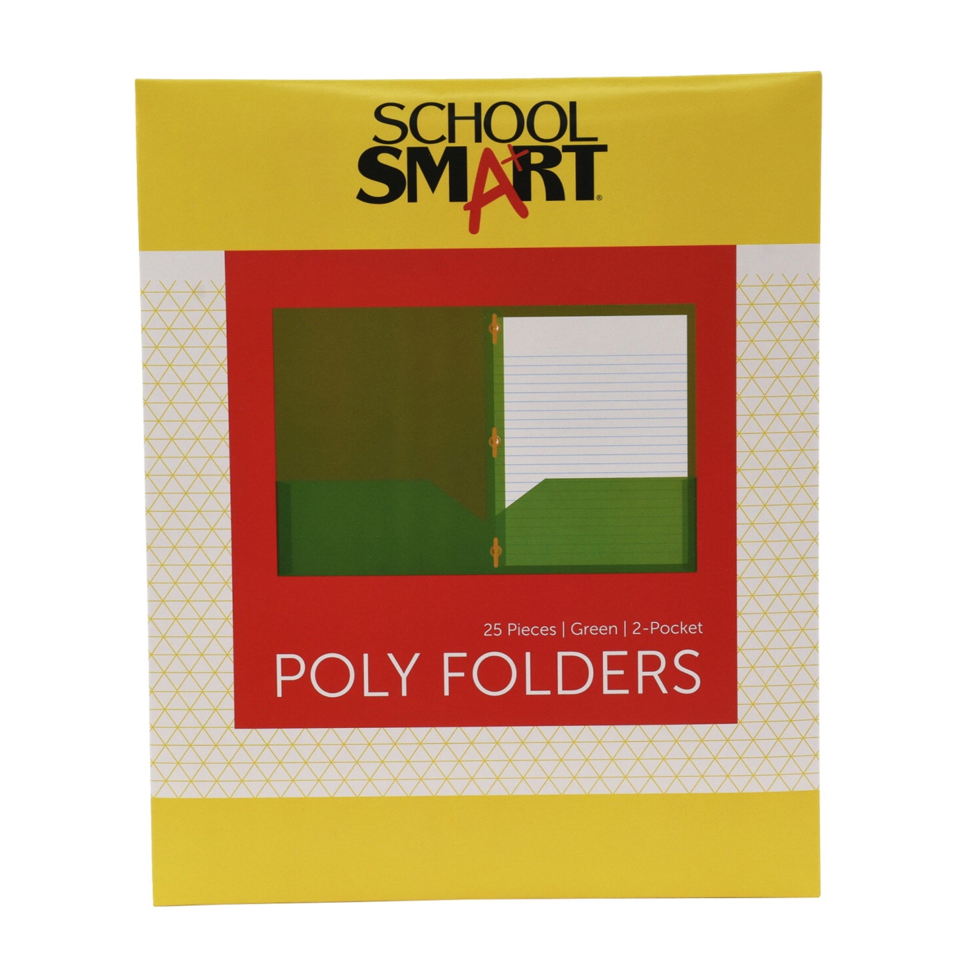 School Smart Heavyweight Two-Pocket Poly Folder With Fasteners, Green, Pack Of 25