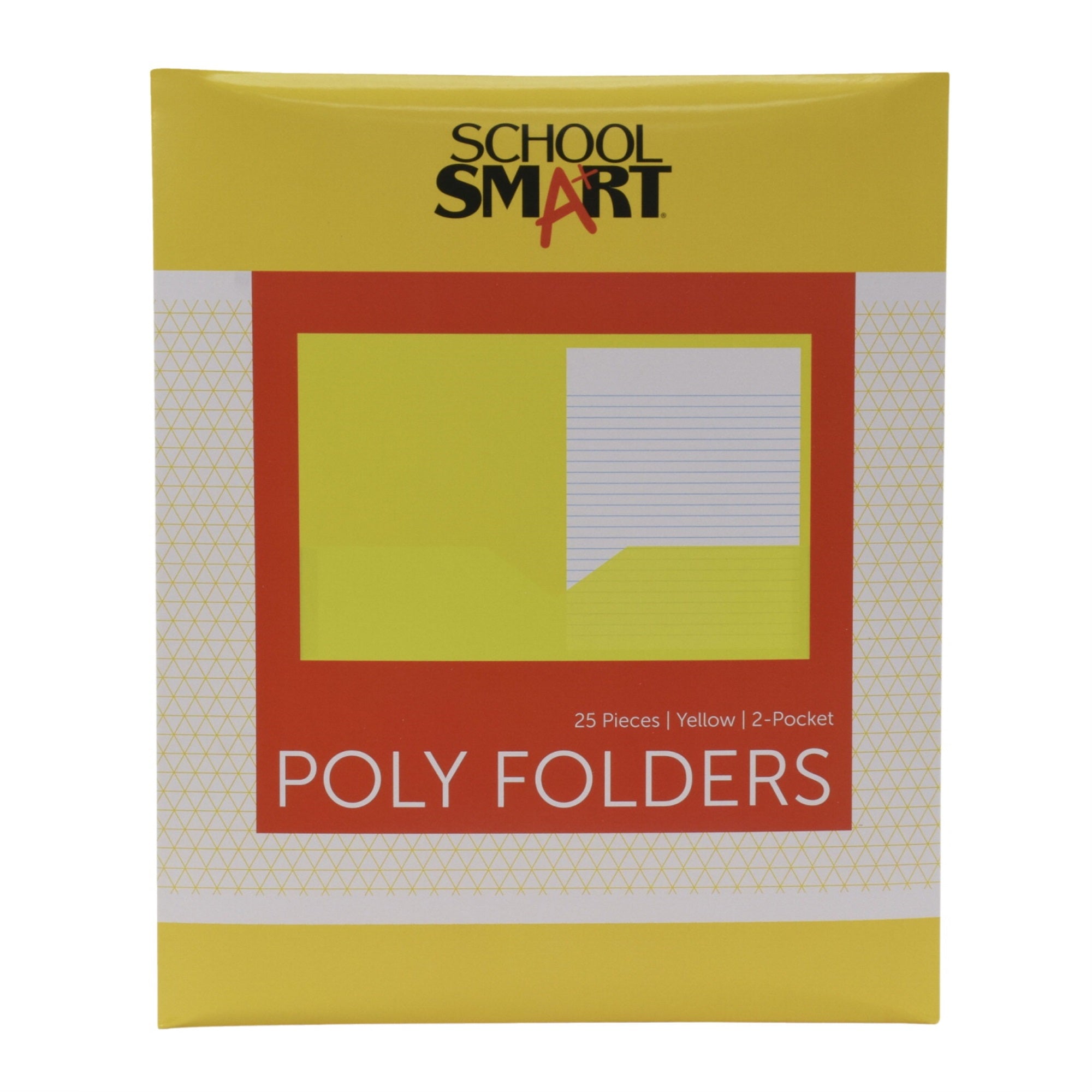 School Smart Heavyweight Two-Pocket Poly Folder, Yellow, Pack Of 25