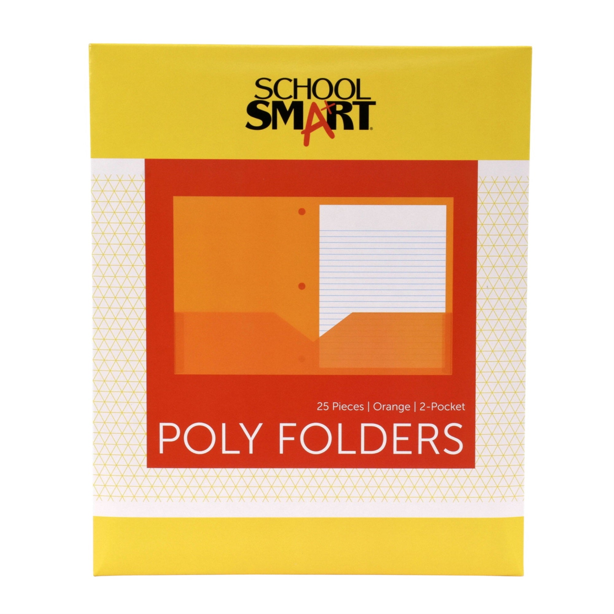 School Smart Heavyweight Two-Pocket Poly Folder With Three-Hole Punch, Orange, Pack Of 25