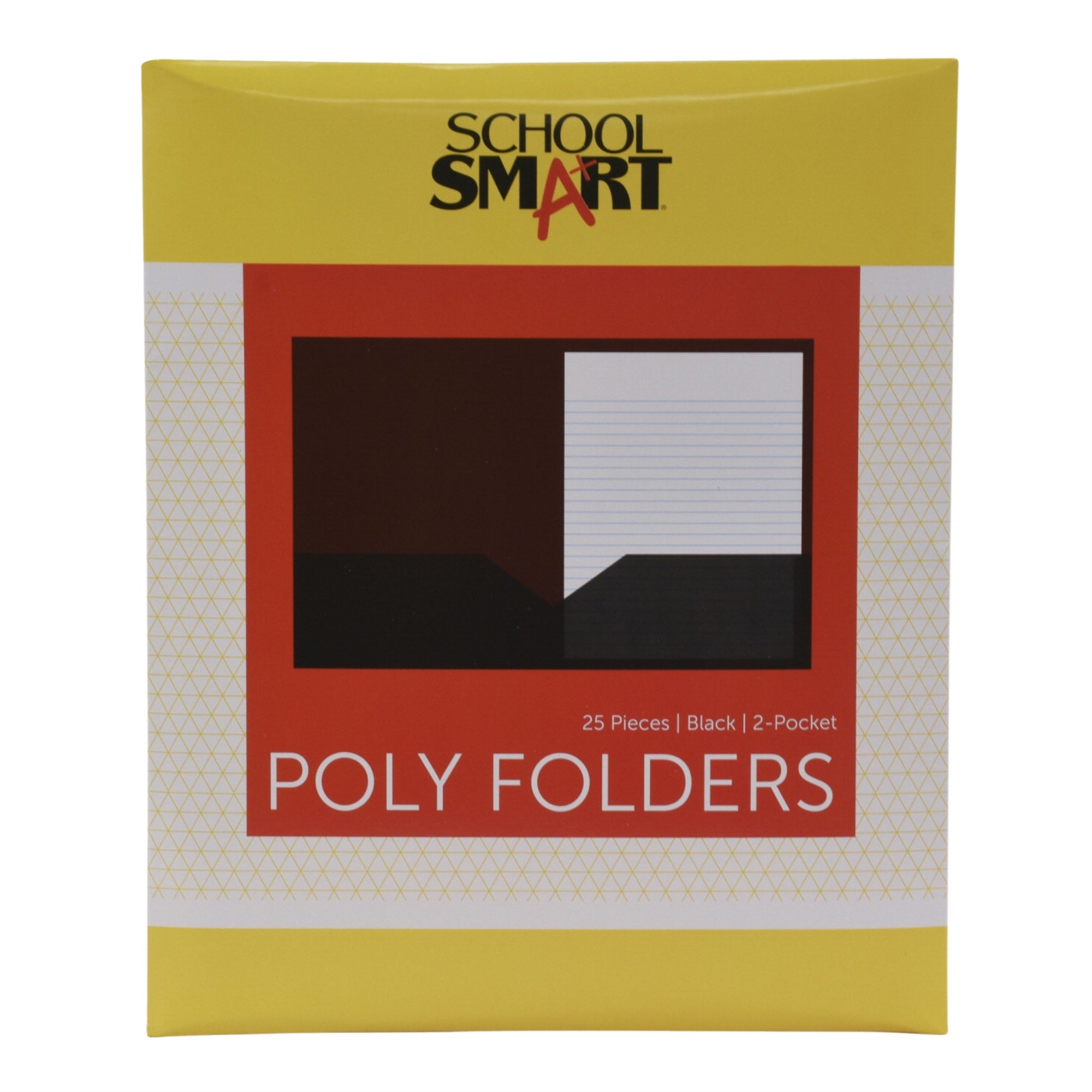 School Smart Heavyweight Two-Pocket Poly Folder, Black, Pack Of 25