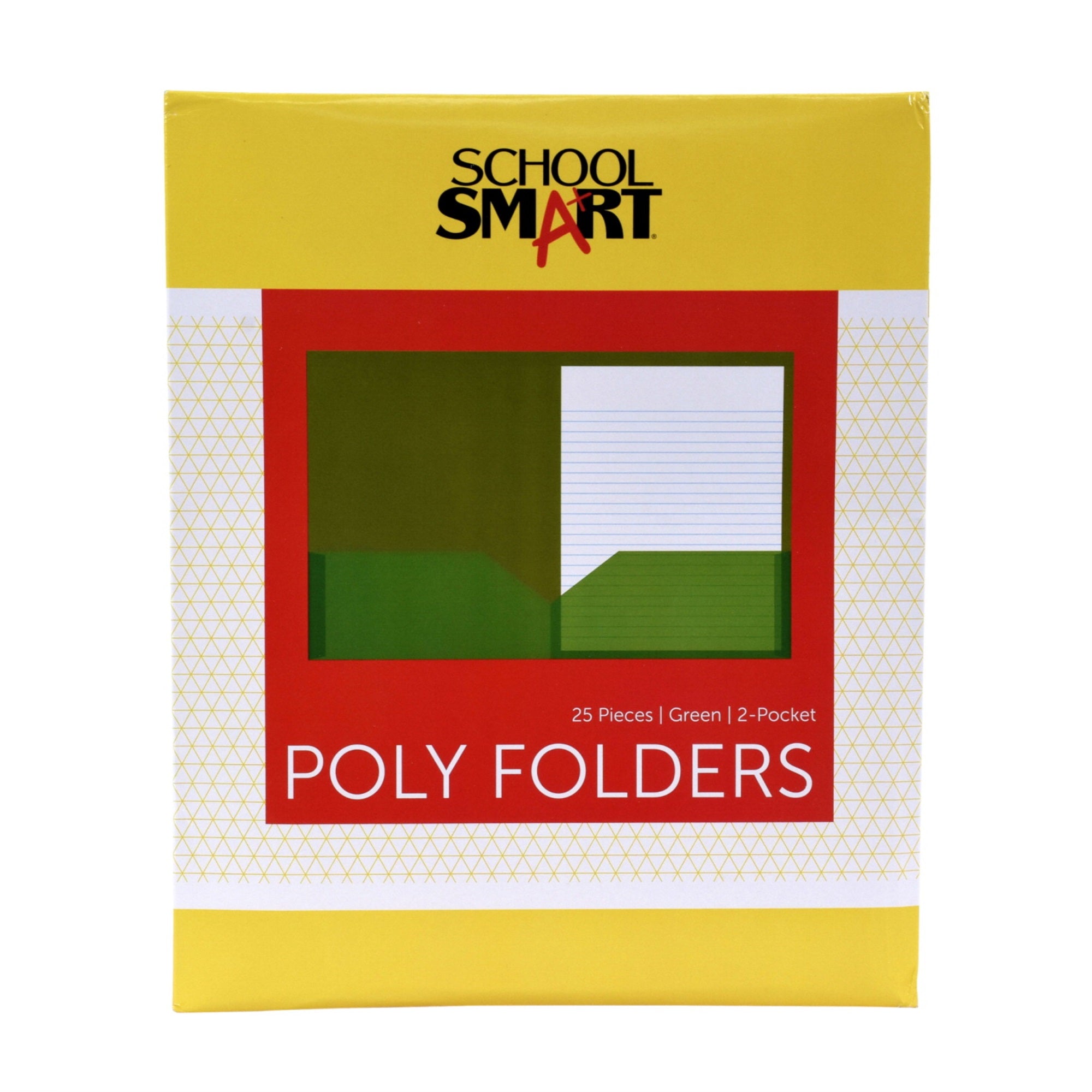 School Smart Heavyweight Two-Pocket Poly Folder, Green, Pack Of 25