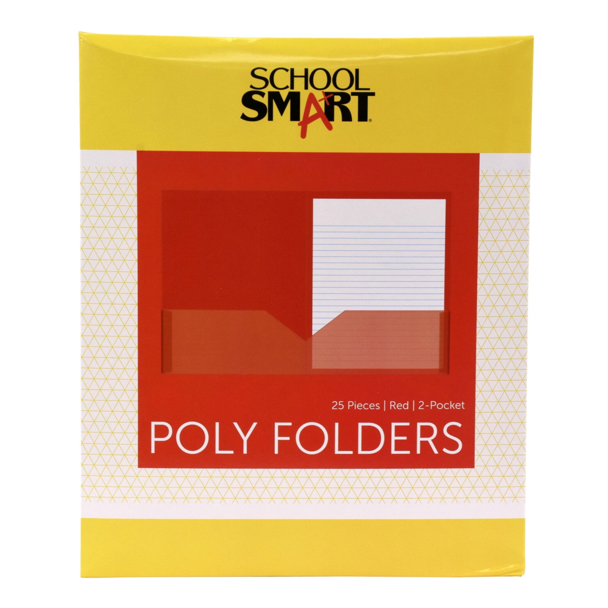 School Smart Heavyweight Two-Pocket Poly Folder, Red, Pack Of 25