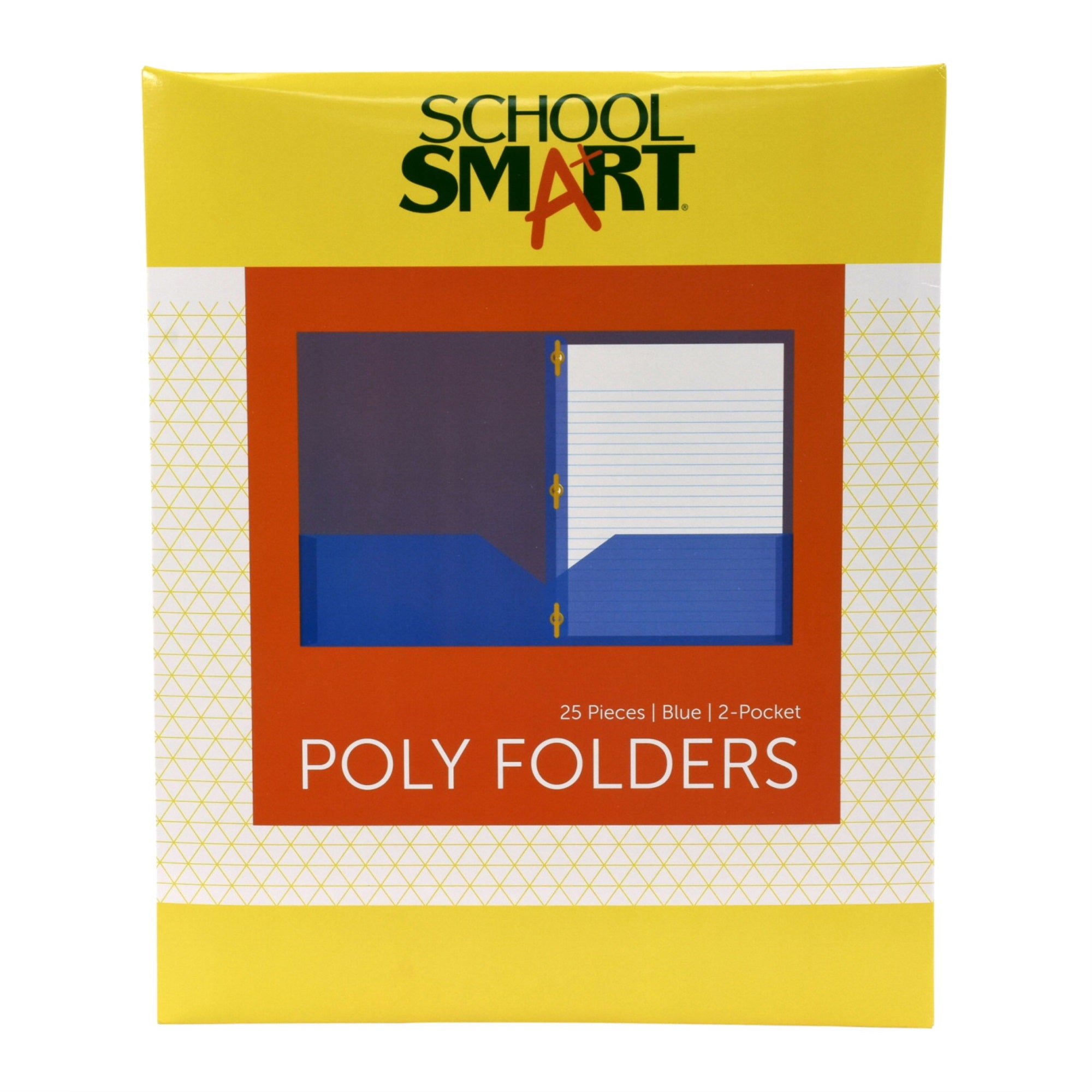 School Smart Heavyweight Two-Pocket Poly Folder With Fasteners, Blue, Pack Of 25