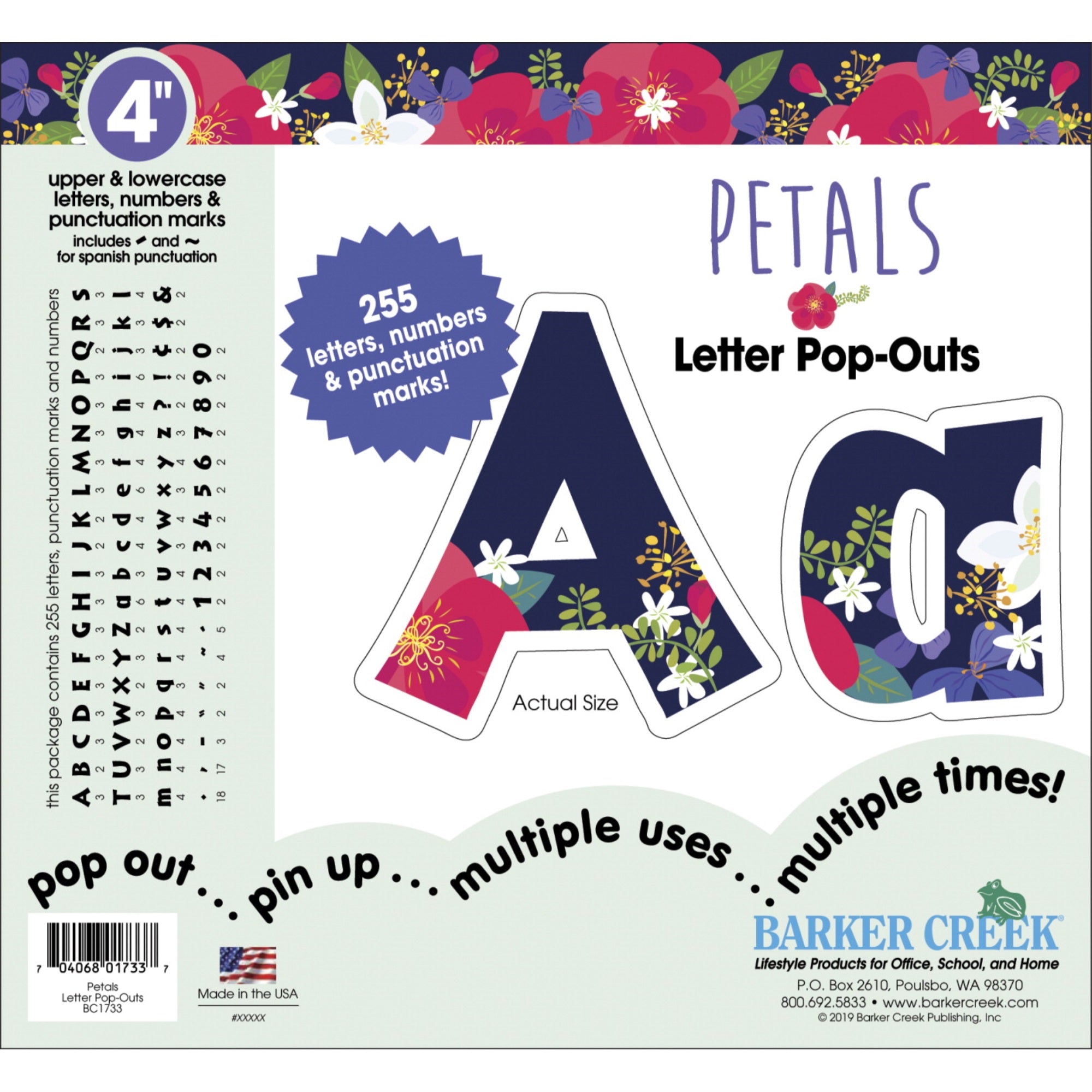 Barker Creek Petals Letter Pop Outs, 4 Inches, Set Of 255