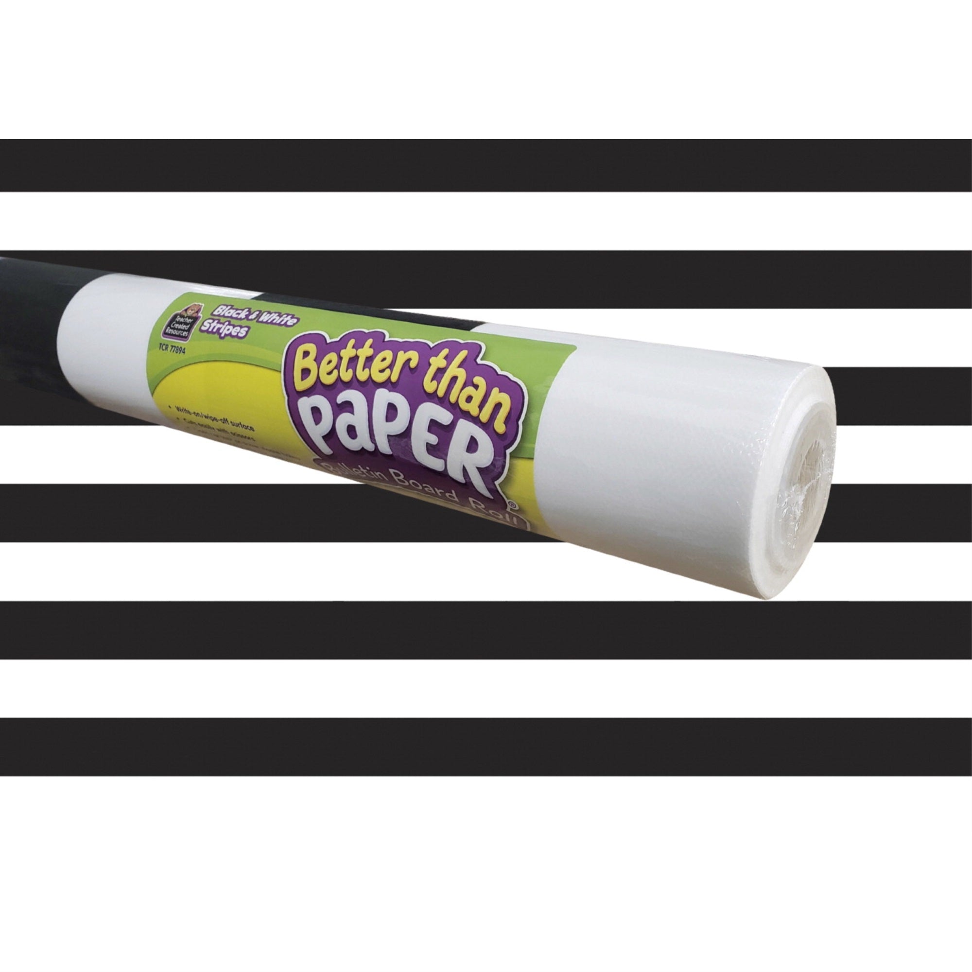 Teacher Created Resources Better Than Paper, 4 X 12 Feet, Black Stripes