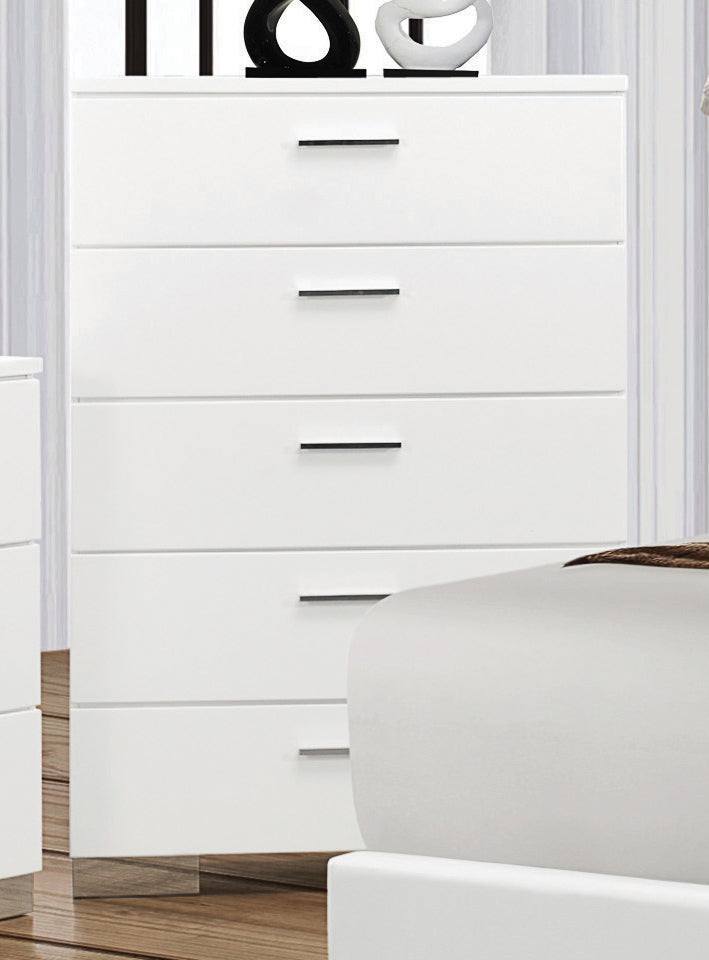 Coaster Home Furnishings Felicity 5-Drawer Chest Glossy White