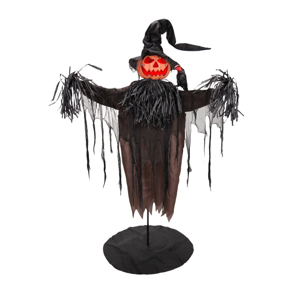 6FT STANDING SCARECROW WITH AN ANIMATED CROW