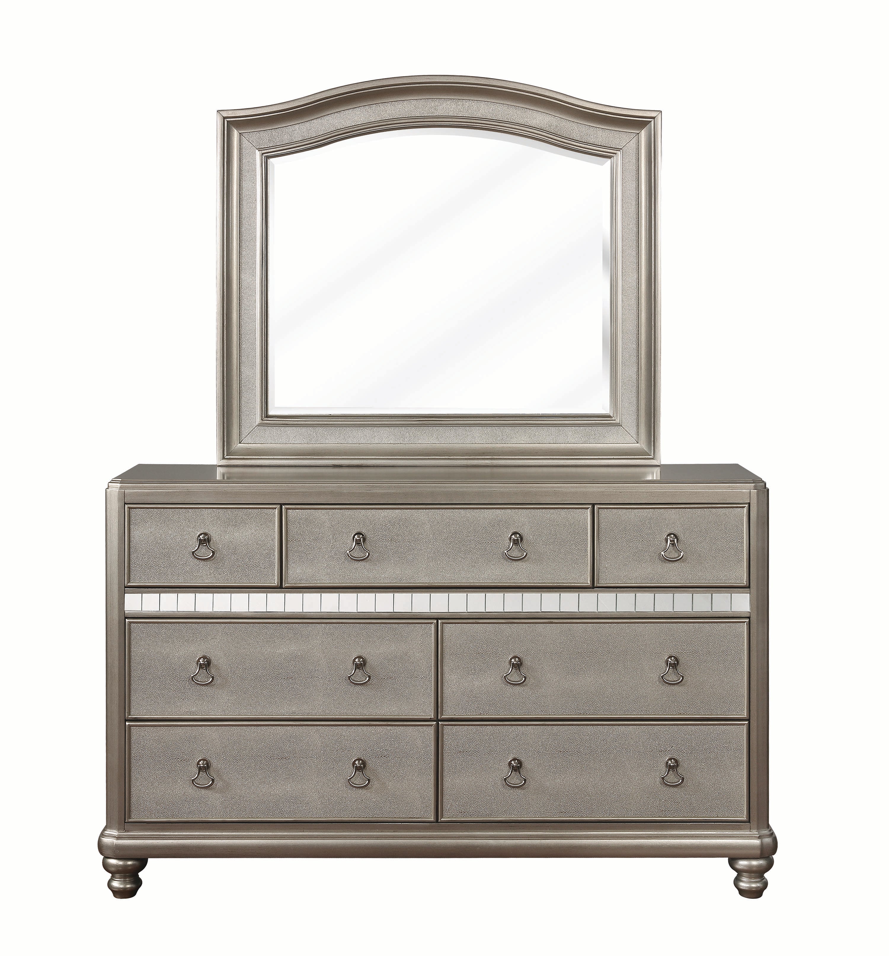 Coaster Furniture Bling Game 7-Drawer Dresser with Stacked Bun Feet Metallic Platinum 204183