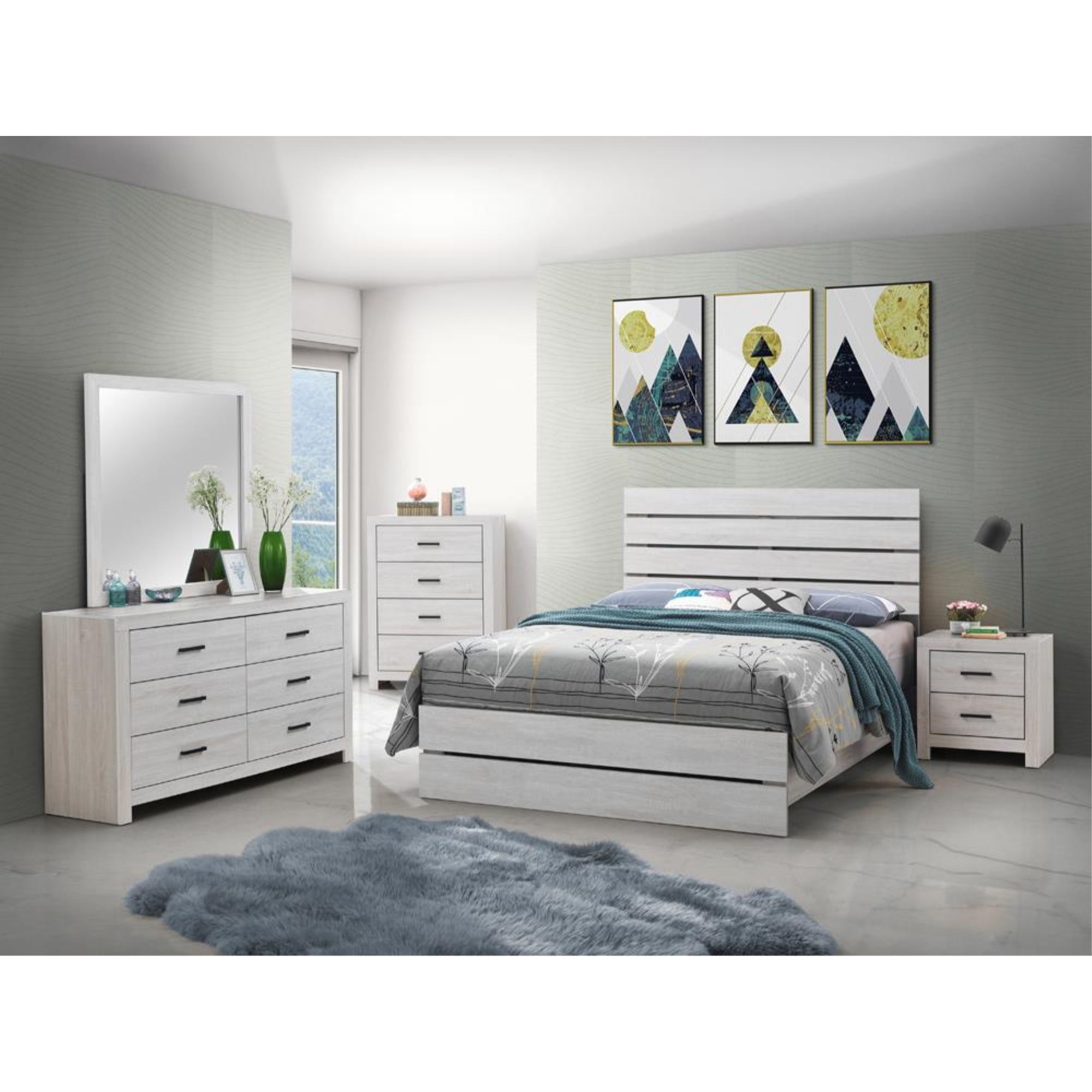 Brantford 4piece Queen Panel Bedroom Set Coastal White